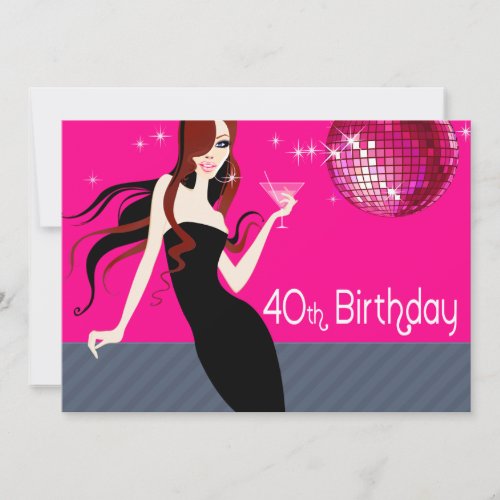 Divalicious Cocktails 40th Birthday Party Invitation