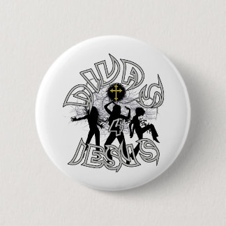 Divas for jesus black and white pinback button