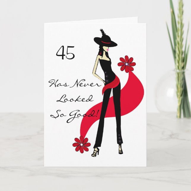 Diva's Red Hot 45th Birthday Greeting Card (Front)