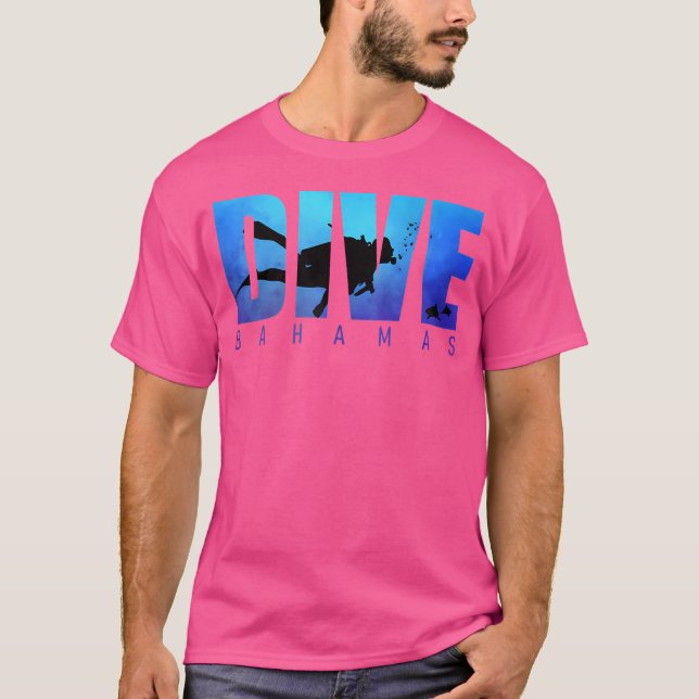 Dive Bahamas Beach Sharks Scuba Diver Reef Diving  T-Shirt (Front)