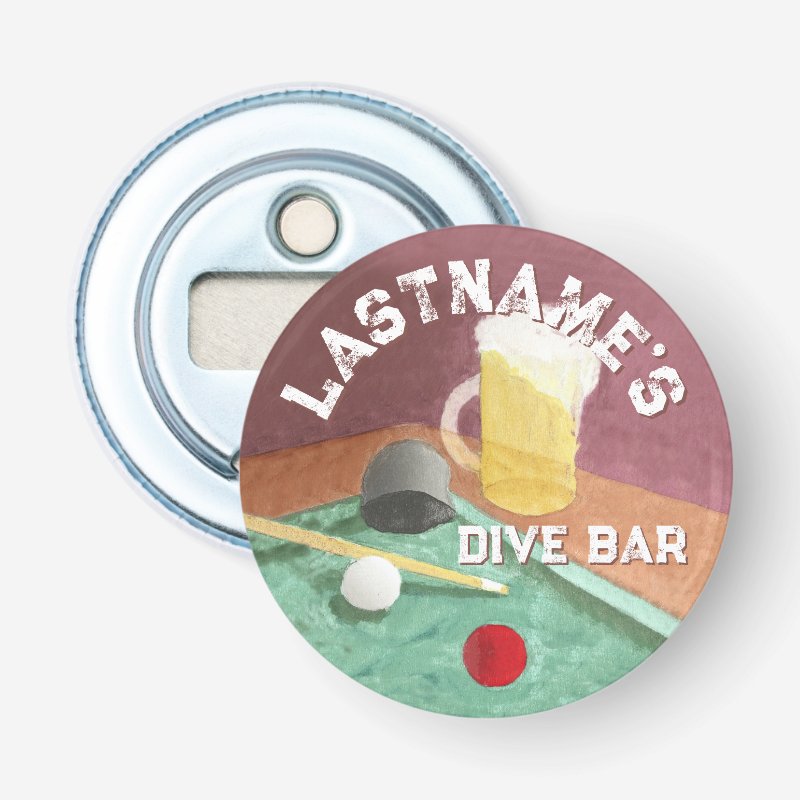 Dive Bar and Pool Table Custom Bottle Opener