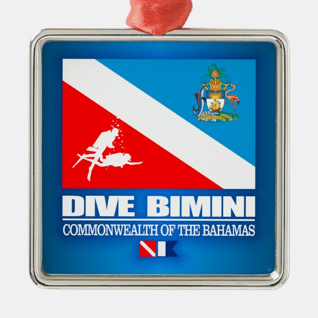 Dive Bimini (sq) Metal Ornament (Front)