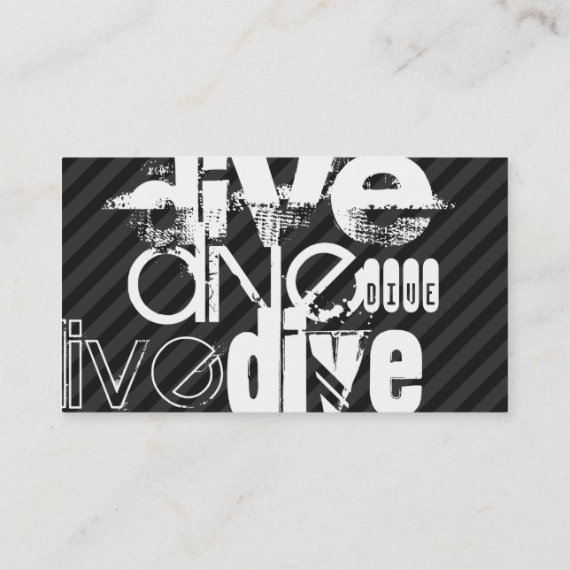 Dive; Black & Dark Gray Stripes Business Card (Back)