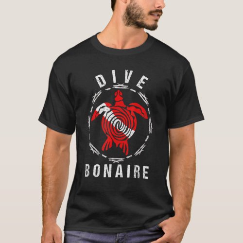 Dive Bonaire  Vintage Tribal Turtle T_Shirt