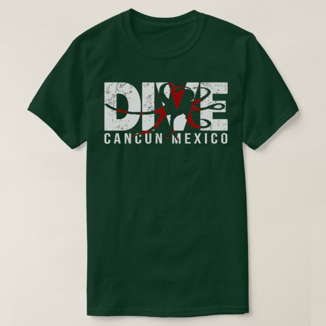 DIVE Cancun Mexico SCUBA DIVING Octopus  T-Shirt (Design Front)