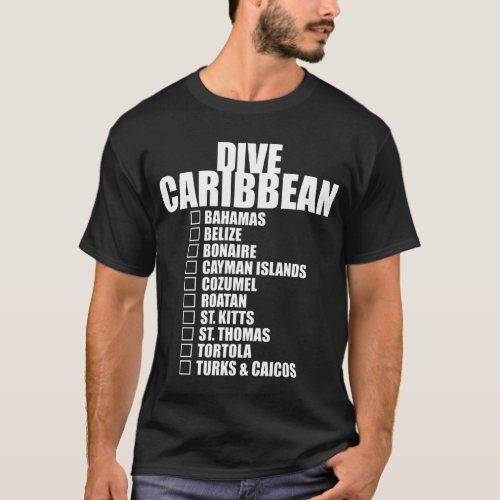 Dive Caribbean Island Diver Checklist Scuba Diving T_Shirt