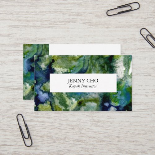 Dive deep in the blue green of this business card