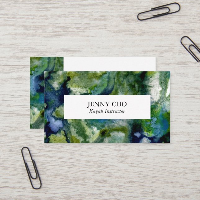 Dive deep in the blue green of this business card (Front/Back In Situ)