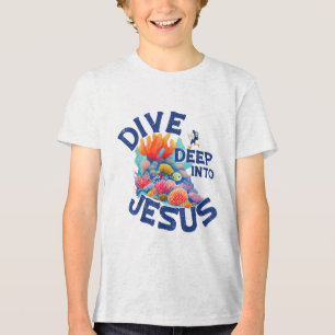 Dive Deep Into Jesus Vbs Christian Scuba Diving Un Tri-Blend Shirt