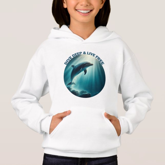 Dive Deep Live Free Dolphin Hoodie (Front)