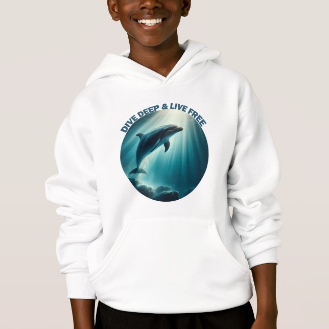Dive Deep Live Free Dolphin Hoodie (Front)