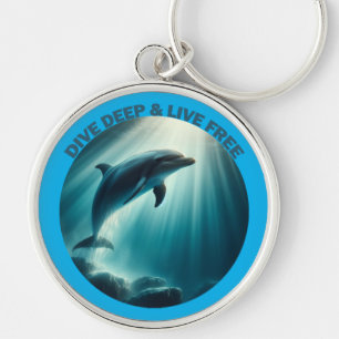 Dive Deep Live Free Dolphin Keychain