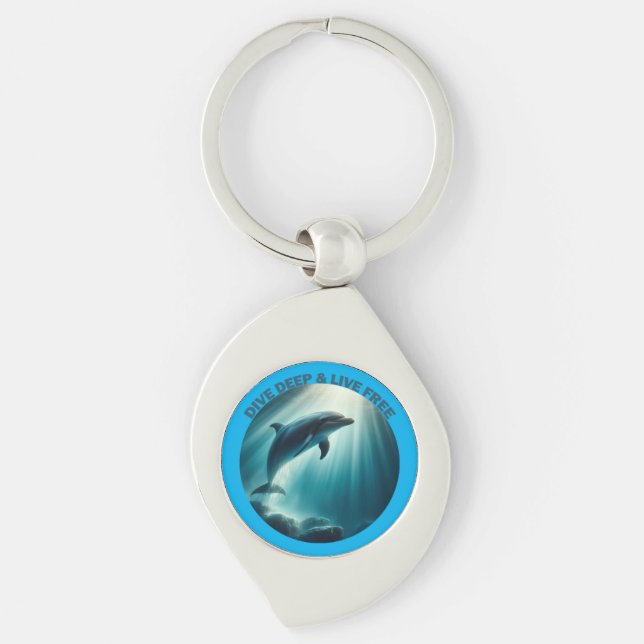 Dive Deep Live Free Dolphin  Keychain (Front)