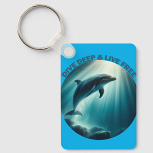 Dive Deep Live Free Dolphin Keychain