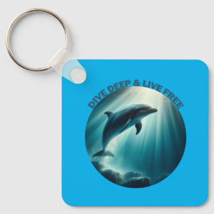 Dive Deep Live Free Dolphin Keychain