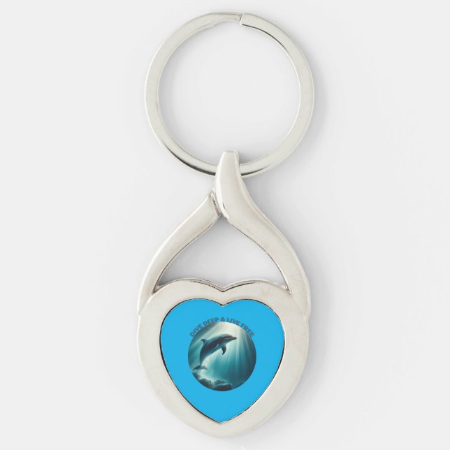 Dive Deep Live Free Dolphin  Keychain (Front)