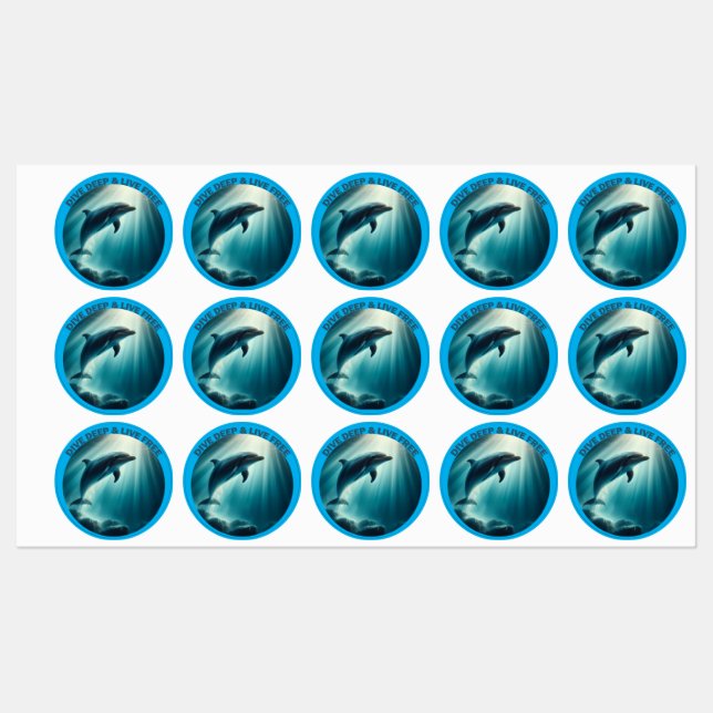 Dive Deep Live Free Dolphin  Labels (Sheet)