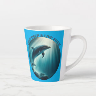 Dive Deep Live Free Dolphin Latte Mug