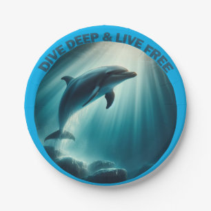 Dive Deep Live Free Dolphin Paper Plates