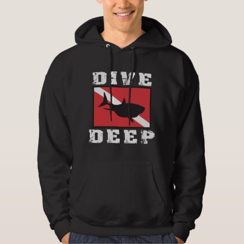 Dive Deep Shark SCUBA Flag Hooded Sweatshirt