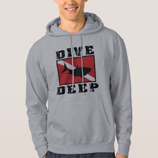 Dive Deep Shark SCUBA Flag Sweatshirt (Front)