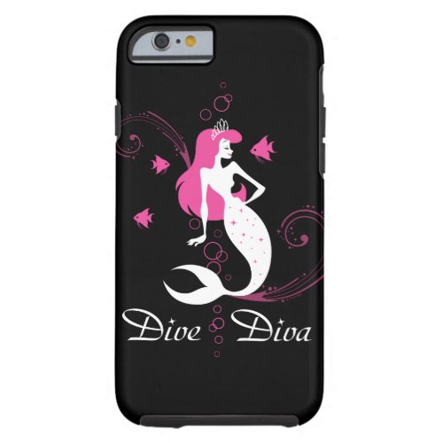 Dive Diva Pink Mermaid iPhone 6 case black
