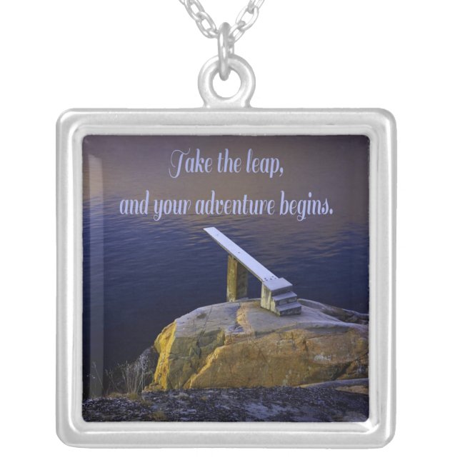 Dive Diving Take The Leap Adventure Silver Plated Necklace (Front)