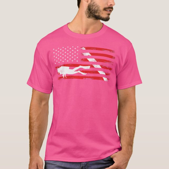 Dive Flag Scuba Diving American Flag T-Shirt (Front)
