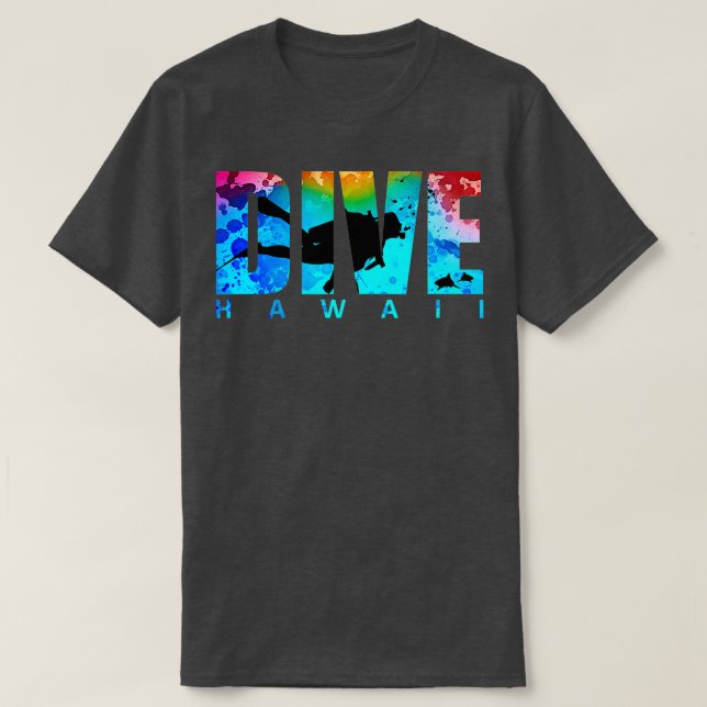 DIVE HAWAII Sharks Sunset Scuba Diving Snorkeling  T-Shirt (Design Front)