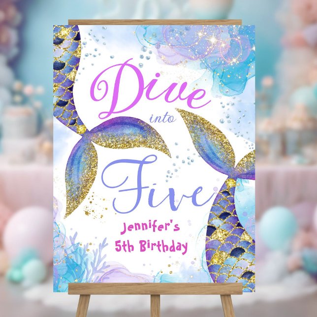 Dive in Five Girls 5th Birthday Welcome Sign (Creator Uploaded)
