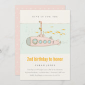 Dive In Undersea Submarine Any Age Birthday Invite (Front/Back)