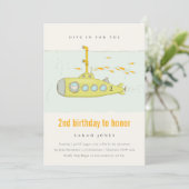 Dive In Undersea Submarine Any Age Birthday Invite (Standing Front)