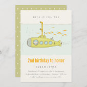 Dive In Undersea Submarine Any Age Birthday Invite (Front/Back)