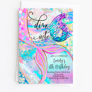 Dive into 6 Mermaid Birthday Invitation