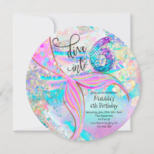 Dive into 6 Mermaid Under the Sea Birthday Invitation