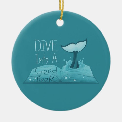 Dive into a Good Book Ceramic Ornament