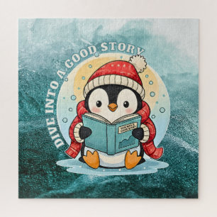 Dive Into A Good Story Penguin Metal Art Jigsaw Puzzle