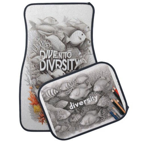 Dive into Diversity Swimming with the Fishes  Car Floor Mat