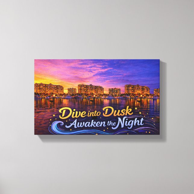 Dive Into Dusk Awaken the Night Sunset Waterfront  Canvas Print (Front)