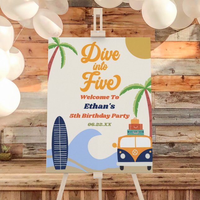 Dive Into Five 5th Birthday Party Welcome Sign (Creator Uploaded)