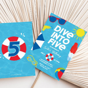Dive into Five Birthday Invitation, 5th Birthday Invitation