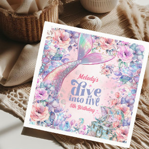 Dive into Five Flower Glitter Mermaid Tail Napkins