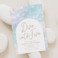 Dive into Five Mermaid 5th Birthday Invitation