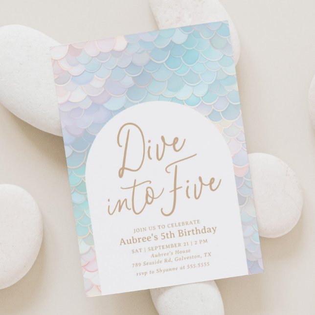 Dive into Five Mermaid 5th Birthday Invitation (Creator Uploaded)