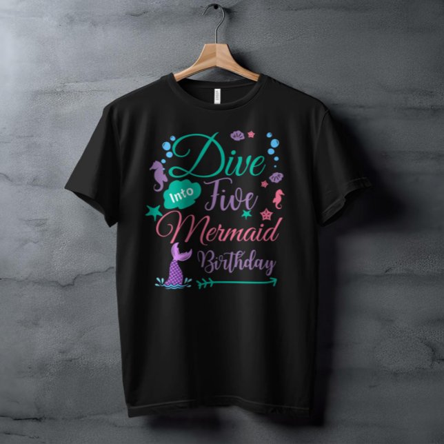 Dive into Five Mermaid 5th Birthday T-Shirt (Creator Uploaded)
