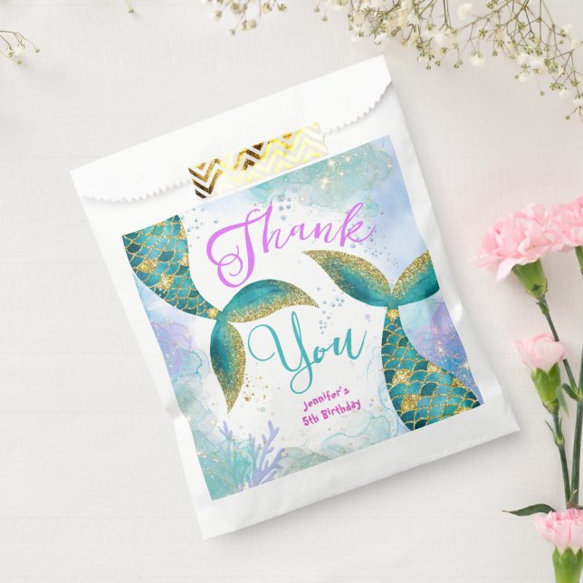 Dive into Five Mermaid Girls 5th Birthday  Favor Bag (Sealed)