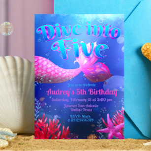 Dive into Five - Mermaid Invitation