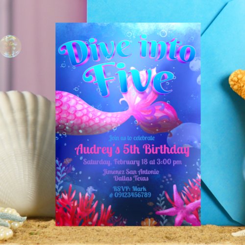 Dive into Five _ Mermaid Invitation