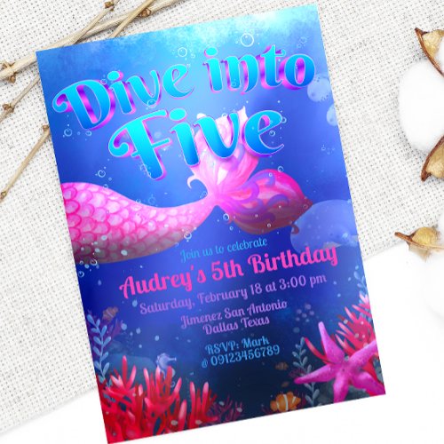Dive into Five _ Mermaid Invitation