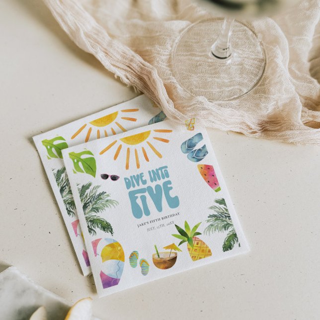 Dive into Five Pool Birthday Party Napkins (Creator Uploaded)